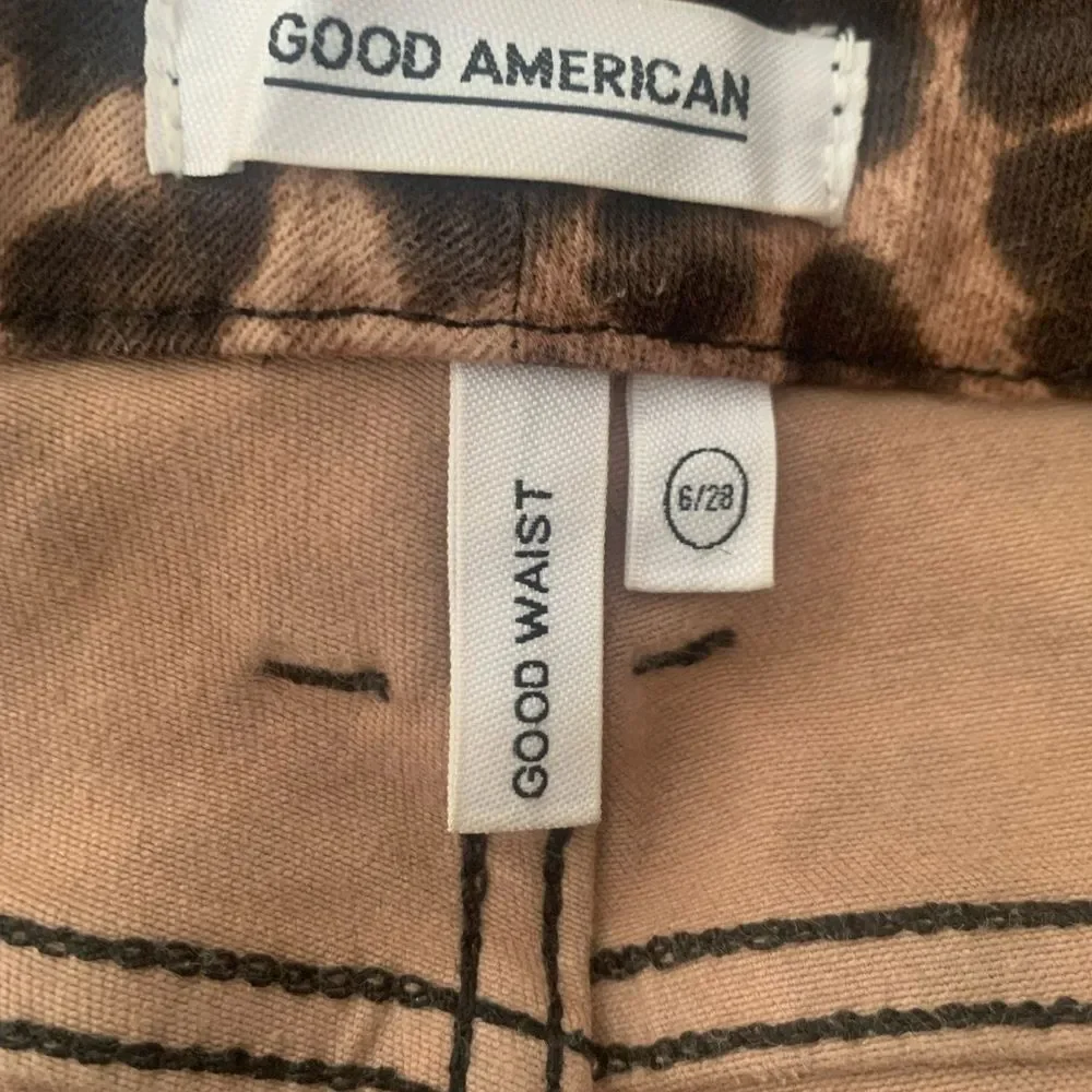 Good American Leopard Print Jeans Brown Size 28 High Rise Good Waist